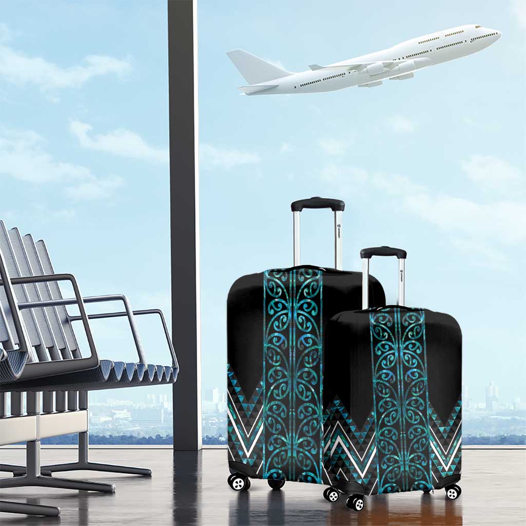 Paua Shell Aotearoa Mangopare Kowhaiwhai and Niho Taniwha Luggage Cover Maori New Zealand