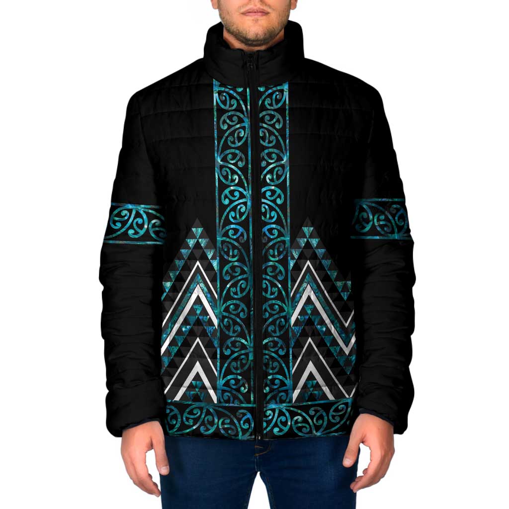 Paua Shell Aotearoa Mangopare Kowhaiwhai Niho Taniwha Padded Jacket Maori New Zealand - Aussie Hoodie