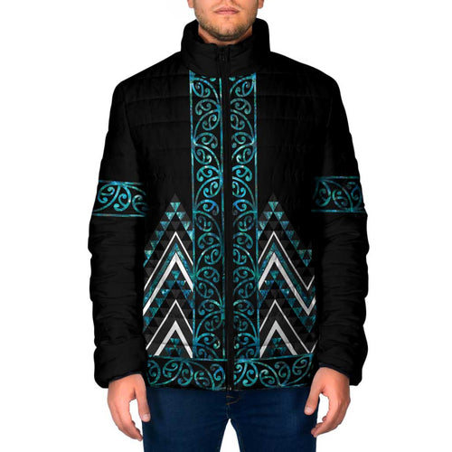 Paua Shell Aotearoa Mangopare Kowhaiwhai Niho Taniwha Padded Jacket Maori New Zealand - Aussie Hoodie