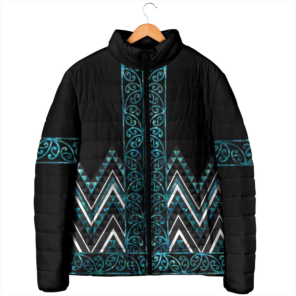 Paua Shell Aotearoa Mangopare Kowhaiwhai Niho Taniwha Padded Jacket Maori New Zealand - Aussie Hoodie
