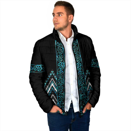 Paua Shell Aotearoa Mangopare Kowhaiwhai Niho Taniwha Padded Jacket Maori New Zealand - Aussie Hoodie