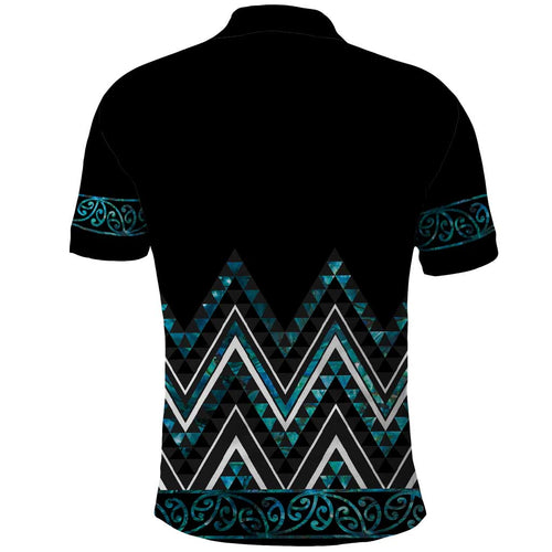 Paua Shell Aotearoa Mangopare Kowhaiwhai and Niho Taniwha Polo Shirt Maori New Zealand