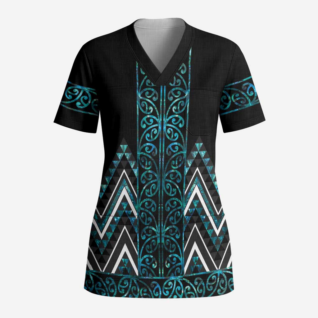 Paua Shell Aotearoa Mangopare Kowhaiwhai and Niho Taniwha Scrub Top Maori New Zealand - Aussie Hoodie