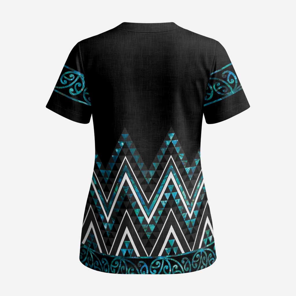 Paua Shell Aotearoa Mangopare Kowhaiwhai and Niho Taniwha Scrub Top Maori New Zealand - Aussie Hoodie