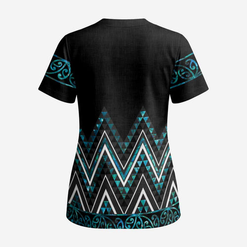 Paua Shell Aotearoa Mangopare Kowhaiwhai and Niho Taniwha Scrub Top Maori New Zealand - Aussie Hoodie
