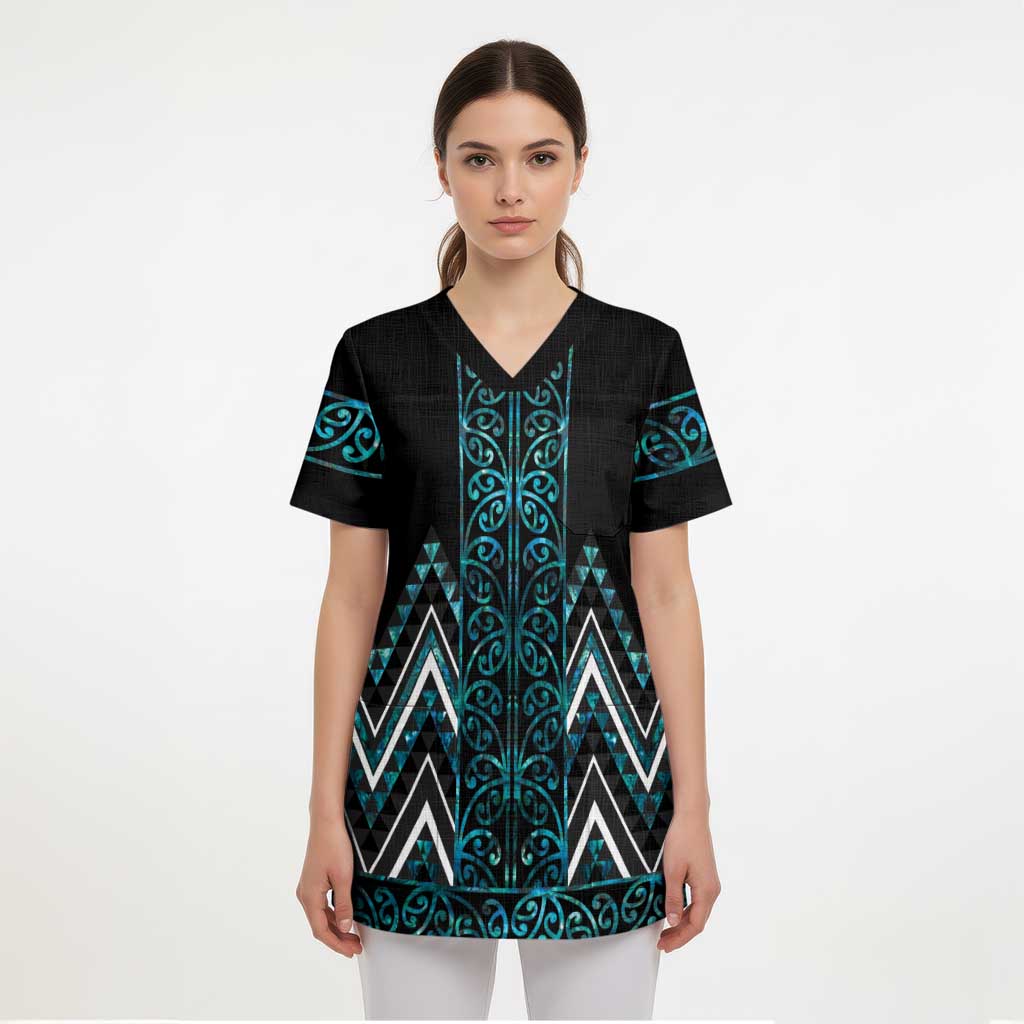 Paua Shell Aotearoa Mangopare Kowhaiwhai and Niho Taniwha Scrub Top Maori New Zealand - Aussie Hoodie