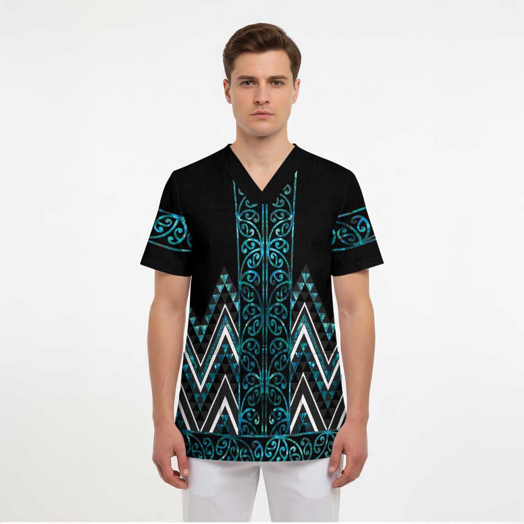 Paua Shell Aotearoa Mangopare Kowhaiwhai and Niho Taniwha Scrub Top Maori New Zealand - Aussie Hoodie