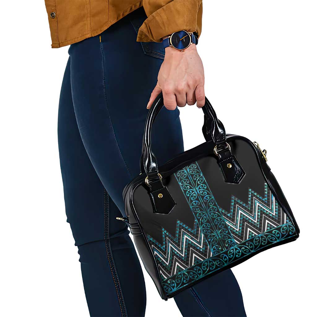 Paua Shell Aotearoa Mangopare Kowhaiwhai and Niho Taniwha Shoulder Handbag Maori New Zealand