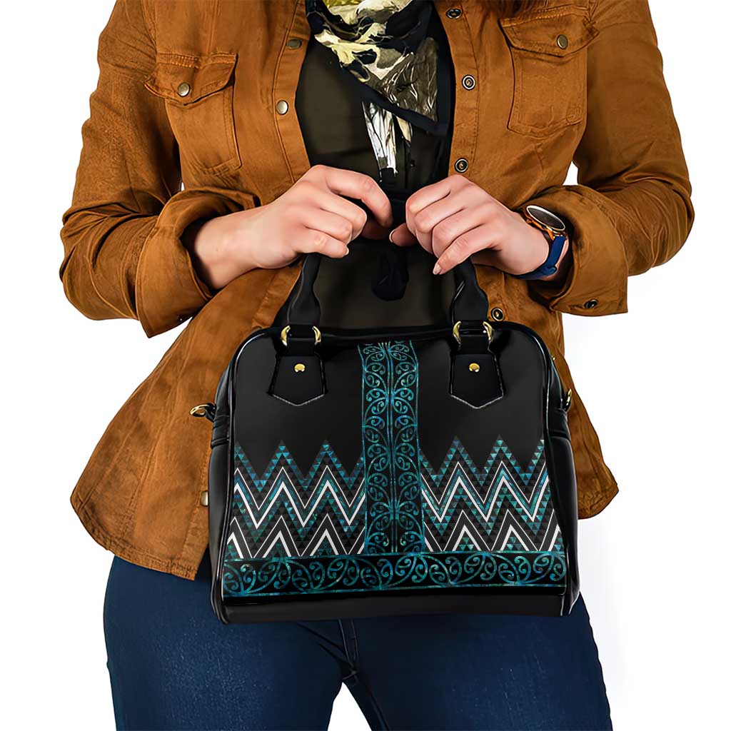 Paua Shell Aotearoa Mangopare Kowhaiwhai and Niho Taniwha Shoulder Handbag Maori New Zealand