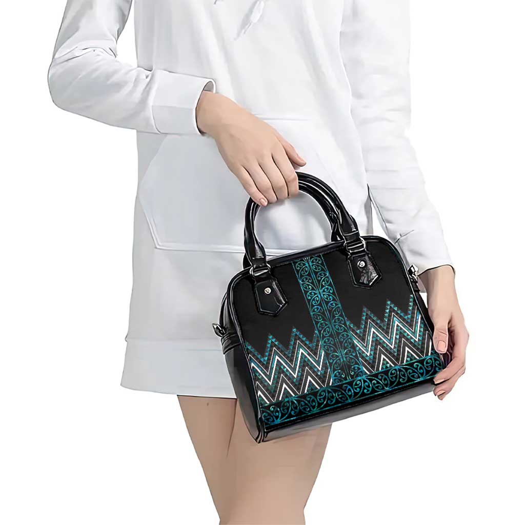 Paua Shell Aotearoa Mangopare Kowhaiwhai and Niho Taniwha Shoulder Handbag Maori New Zealand
