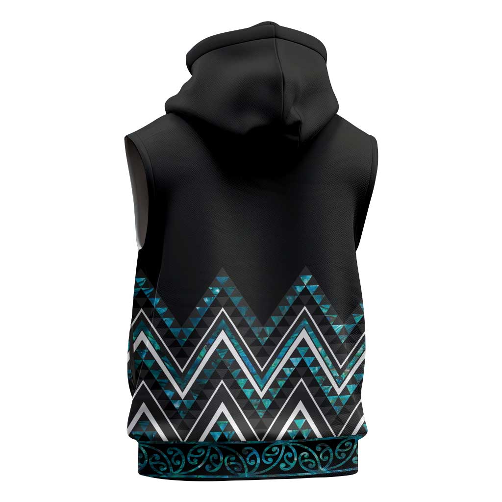 Paua Shell Aotearoa Mangopare Kowhaiwhai Niho Taniwha Sleeveless Hoodie Maori New Zealand - Aussie Hoodie