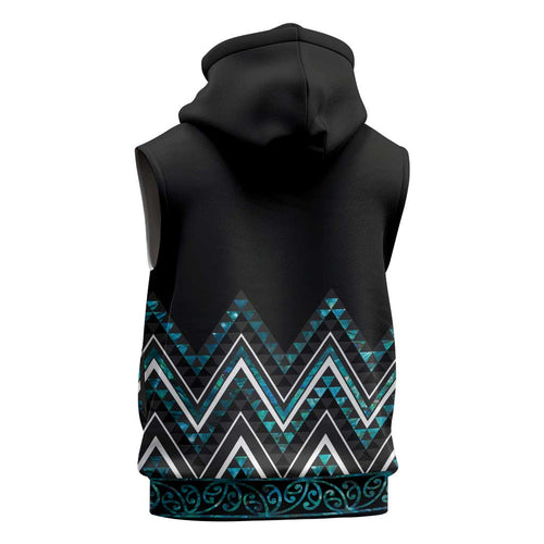 Paua Shell Aotearoa Mangopare Kowhaiwhai Niho Taniwha Sleeveless Hoodie Maori New Zealand - Aussie Hoodie