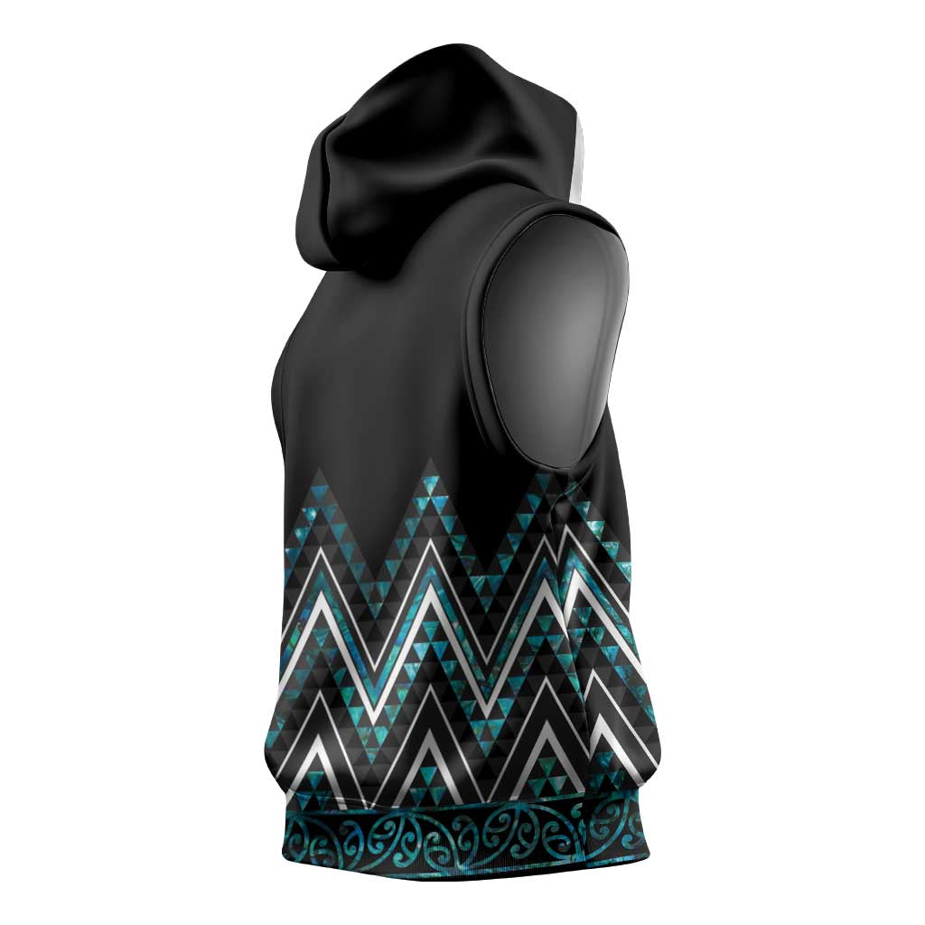 Paua Shell Aotearoa Mangopare Kowhaiwhai Niho Taniwha Sleeveless Hoodie Maori New Zealand - Aussie Hoodie