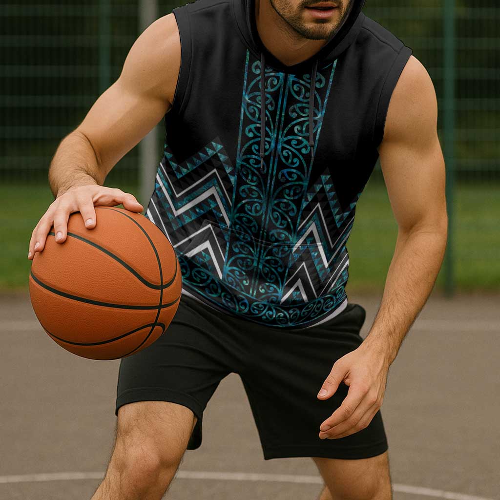 Paua Shell Aotearoa Mangopare Kowhaiwhai Niho Taniwha Sleeveless Hoodie Maori New Zealand - Aussie Hoodie