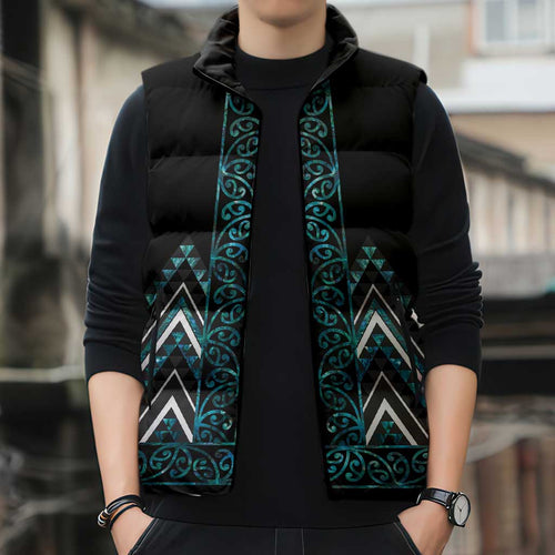 Paua Shell Aotearoa Mangopare Kowhaiwhai Niho Taniwha Sleeveless Puffer Jacket Maori New Zealand - Aussie Hoodie