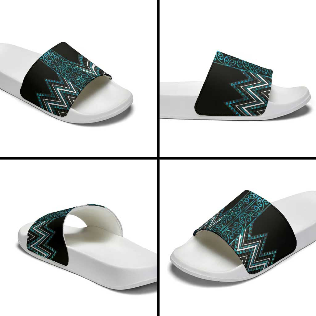 Paua Shell Aotearoa Mangopare Kowhaiwhai Niho Taniwha Slide Sandals Maori New Zealand - Aussie Hoodie