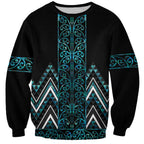 Paua Shell Aotearoa Mangopare Kowhaiwhai and Niho Taniwha Sweatshirt Maori New Zealand