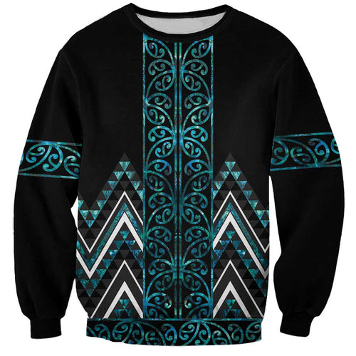 Paua Shell Aotearoa Mangopare Kowhaiwhai and Niho Taniwha Sweatshirt Maori New Zealand