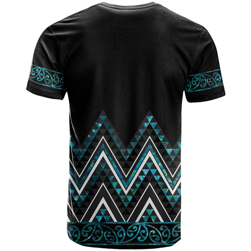 Paua Shell Aotearoa Mangopare Kowhaiwhai and Niho Taniwha T Shirt Maori New Zealand