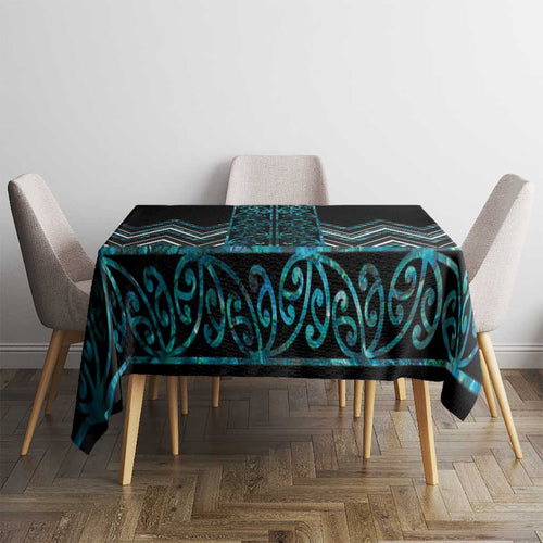 Paua Shell Aotearoa Mangopare Kowhaiwhai and Niho Taniwha Tablecloth Maori New Zealand