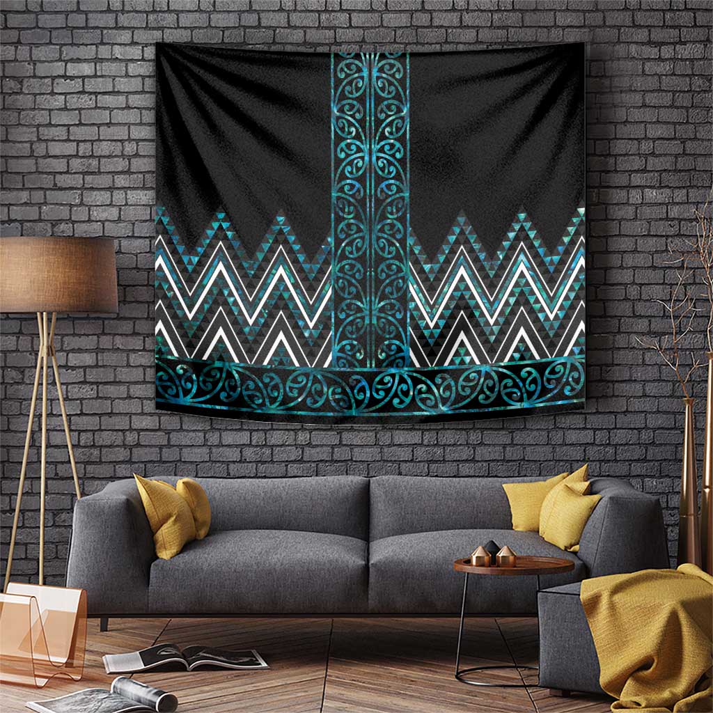 Paua Shell Aotearoa Mangopare Kowhaiwhai and Niho Taniwha Tapestry Maori New Zealand