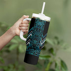 Paua Shell Aotearoa Mangopare Kowhaiwhai and Niho Taniwha Tumbler With Handle Maori New Zealand