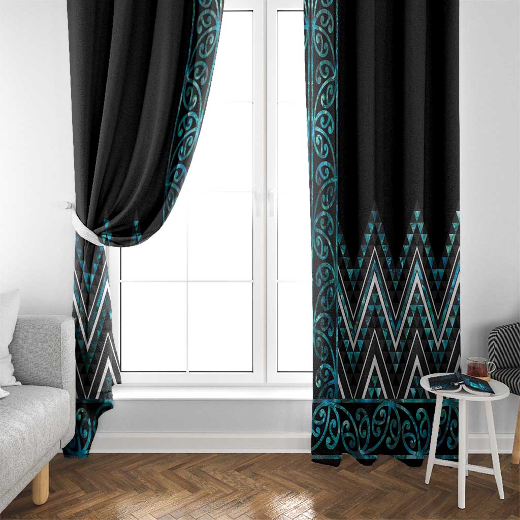 Paua Shell Aotearoa Mangopare Kowhaiwhai and Niho Taniwha Window Curtain Maori New Zealand