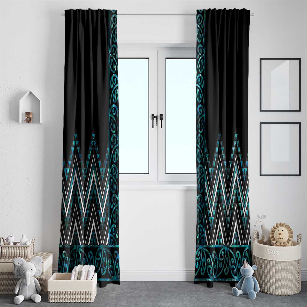 Paua Shell Aotearoa Mangopare Kowhaiwhai and Niho Taniwha Window Curtain Maori New Zealand