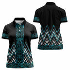 Paua Shell Aotearoa Mangopare Kowhaiwhai and Niho Taniwha Women Polo Shirt Maori New Zealand