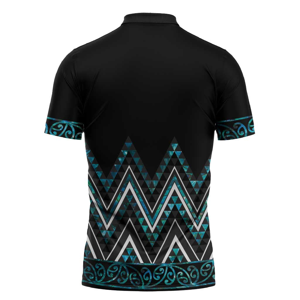 Paua Shell Aotearoa Mangopare Kowhaiwhai Niho Taniwha Zipper Polo Shirt Maori New Zealand - Aussie Hoodie