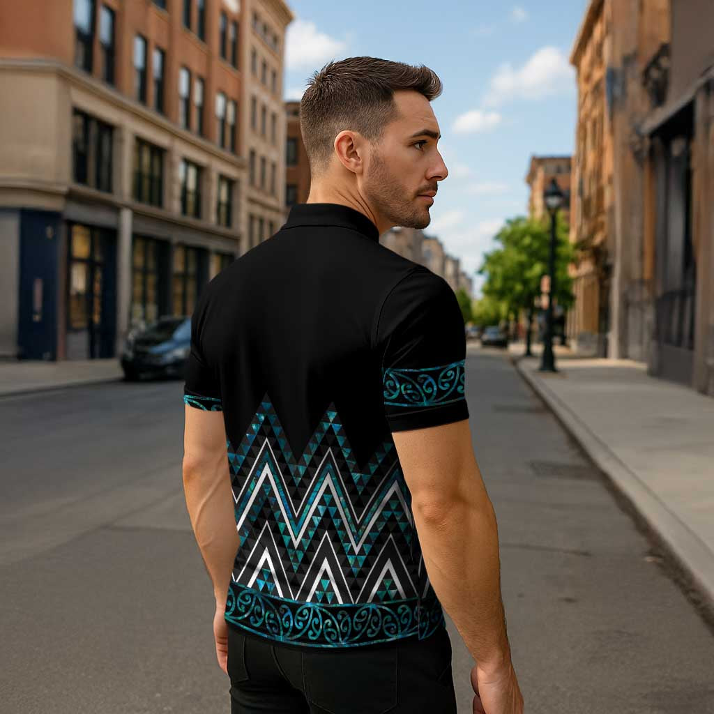 Paua Shell Aotearoa Mangopare Kowhaiwhai Niho Taniwha Zipper Polo Shirt Maori New Zealand - Aussie Hoodie