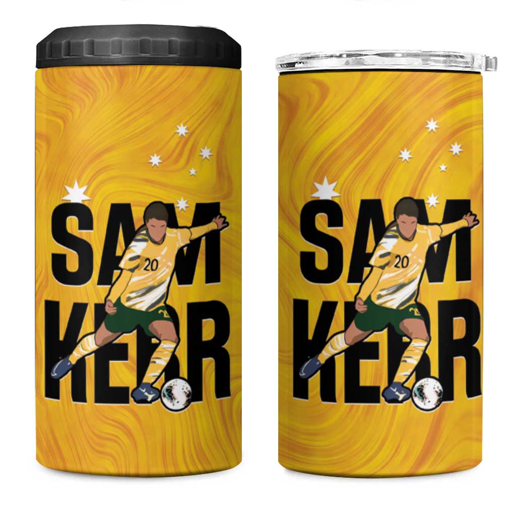 Australia Soccer 4 in 1 Can Cooler Tumbler Sam Kerr Matildas Proud Yellow