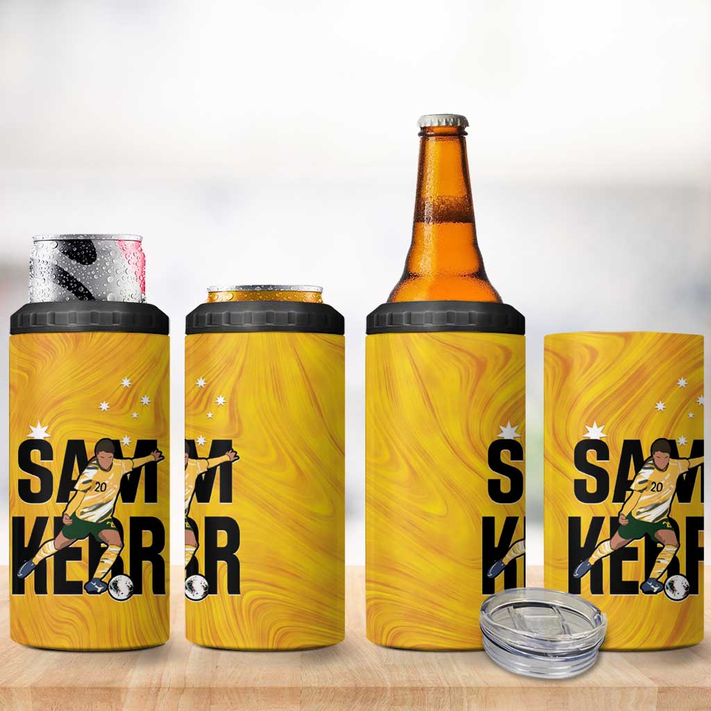 Australia Soccer 4 in 1 Can Cooler Tumbler Sam Kerr Matildas Proud Yellow