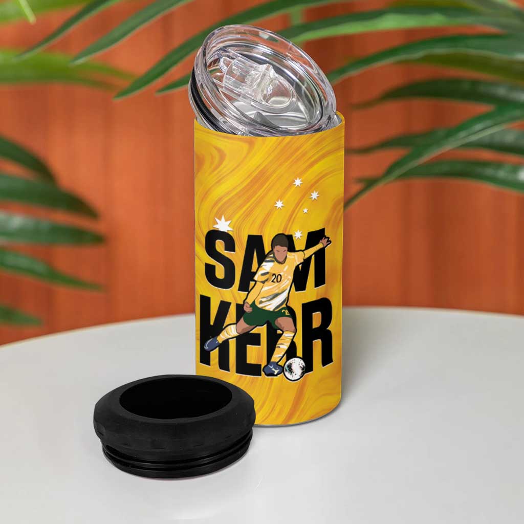 Australia Soccer 4 in 1 Can Cooler Tumbler Sam Kerr Matildas Proud Yellow