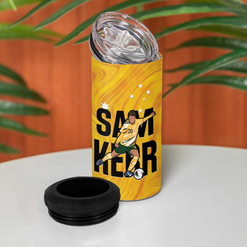 Australia Soccer 4 in 1 Can Cooler Tumbler Sam Kerr Matildas Proud Yellow