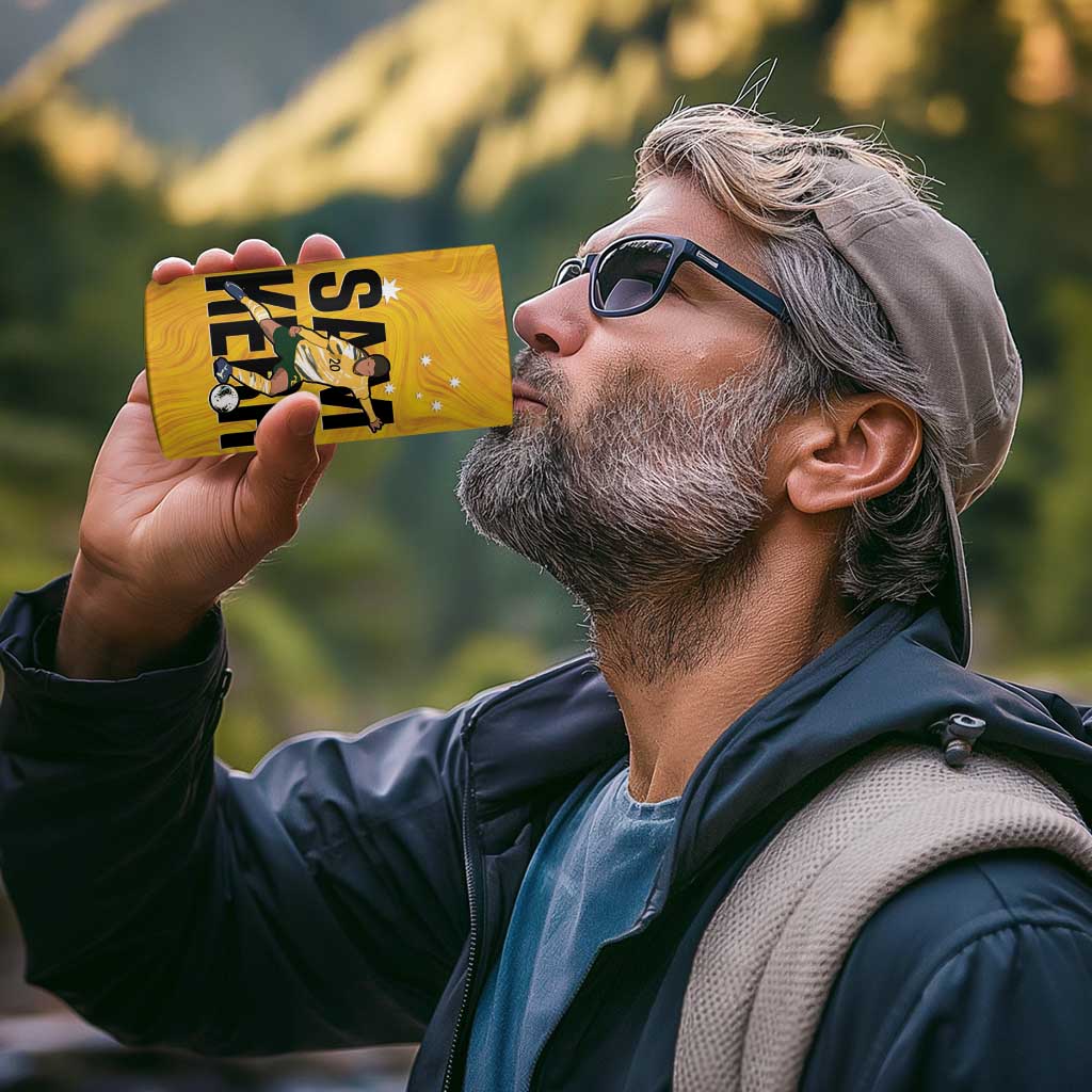 Australia Soccer 4 in 1 Can Cooler Tumbler Sam Kerr Matildas Proud Yellow