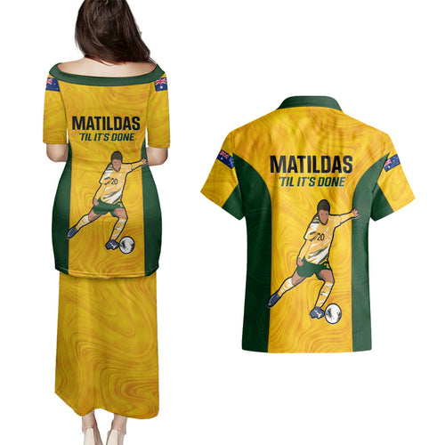 australia-soccer-couples-matching-puletasi-dress-and-hawaiian-shirt-sam-kerr-matildas-proud-2023-world-cup-yellow