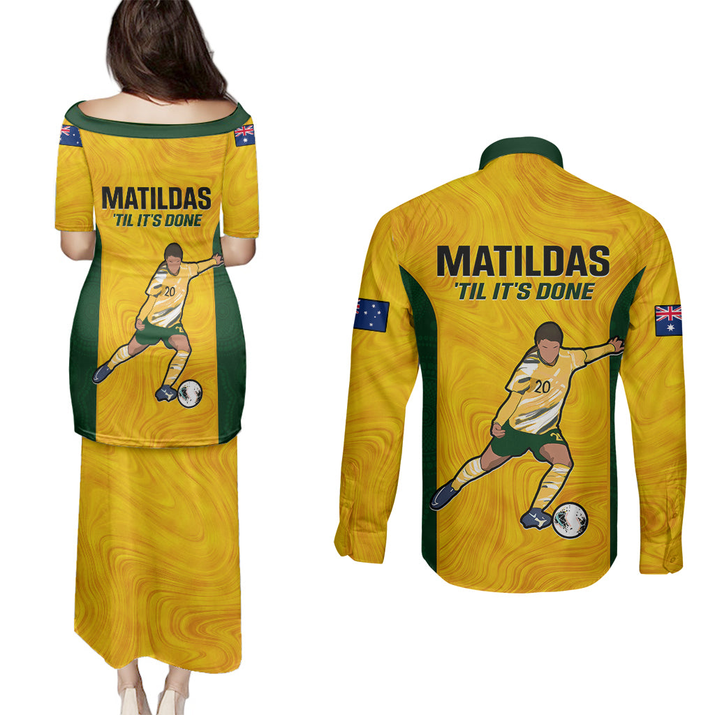 australia-soccer-couples-matching-puletasi-dress-and-long-sleeve-button-shirts-sam-kerr-matildas-proud-2023-world-cup-yellow