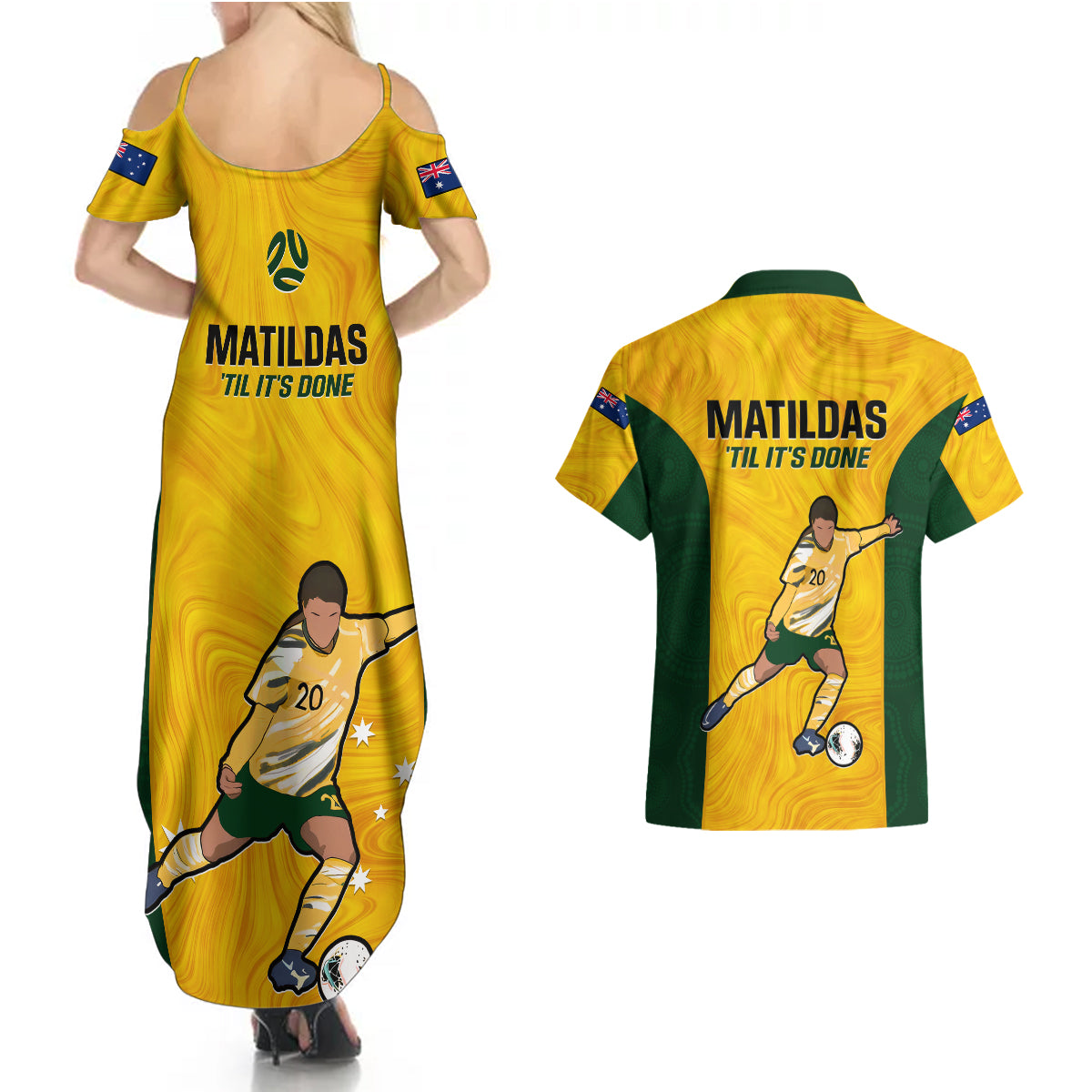 australia-soccer-couples-matching-summer-maxi-dress-and-hawaiian-shirt-sam-kerr-matildas-proud-2023-world-cup-yellow