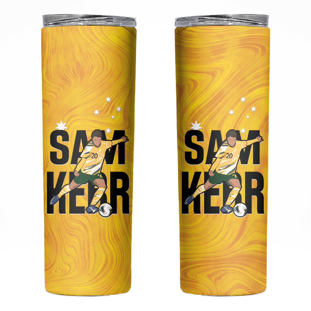 Australia Soccer Skinny Tumbler Sam Kerr Matildas Proud Yellow