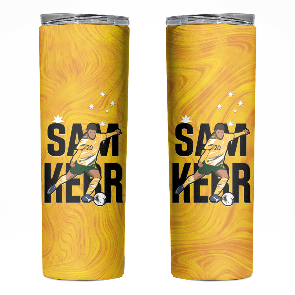 Australia Soccer Skinny Tumbler Sam Kerr Matildas Proud Yellow