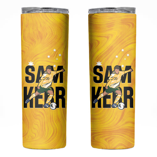 Australia Soccer Skinny Tumbler Sam Kerr Matildas Proud Yellow