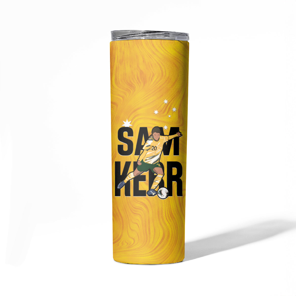 Australia Soccer Skinny Tumbler Sam Kerr Matildas Proud Yellow