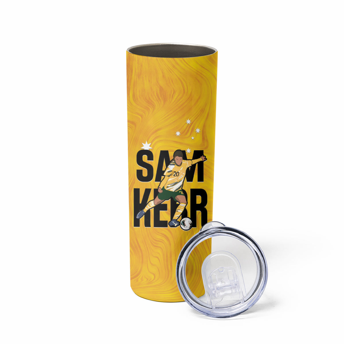 Australia Soccer Skinny Tumbler Sam Kerr Matildas Proud Yellow