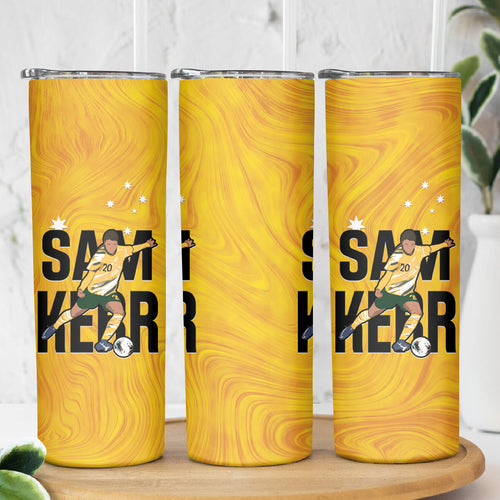 Australia Soccer Skinny Tumbler Sam Kerr Matildas Proud Yellow