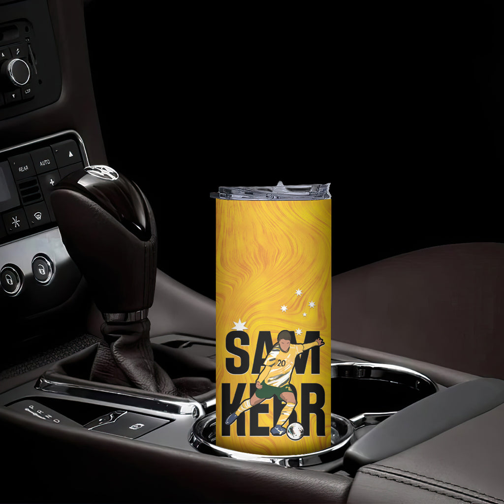 Australia Soccer Skinny Tumbler Sam Kerr Matildas Proud Yellow