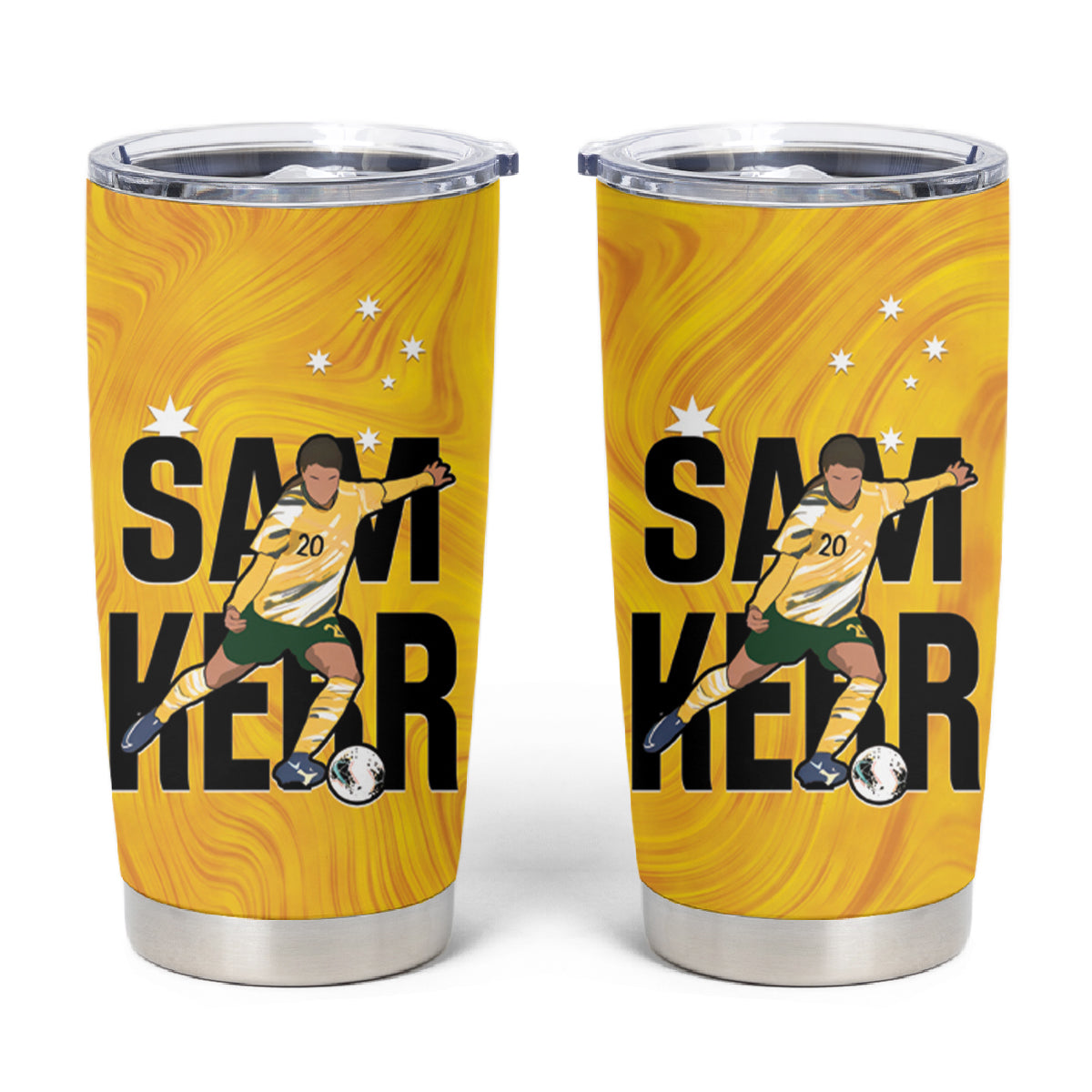 Australia Soccer Tumbler Cup Sam Kerr Matildas Proud Yellow