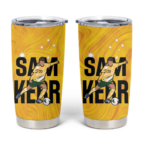 Australia Soccer Tumbler Cup Sam Kerr Matildas Proud Yellow