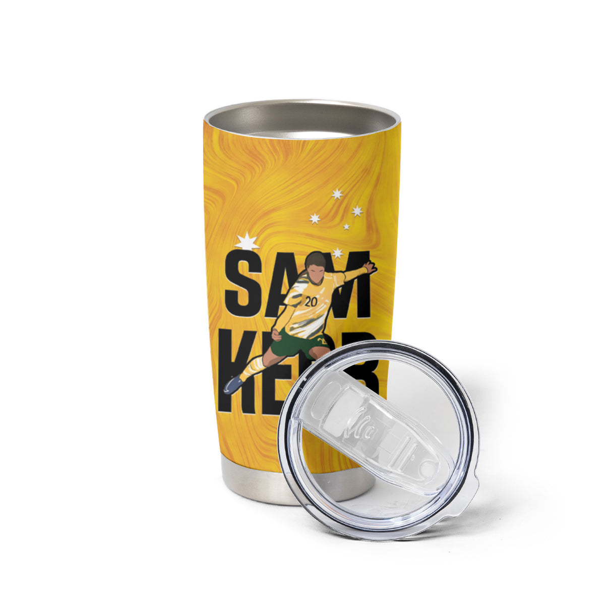 Australia Soccer Tumbler Cup Sam Kerr Matildas Proud Yellow