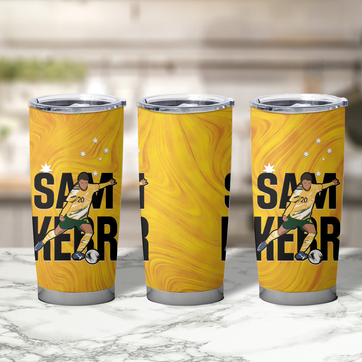 Australia Soccer Tumbler Cup Sam Kerr Matildas Proud Yellow